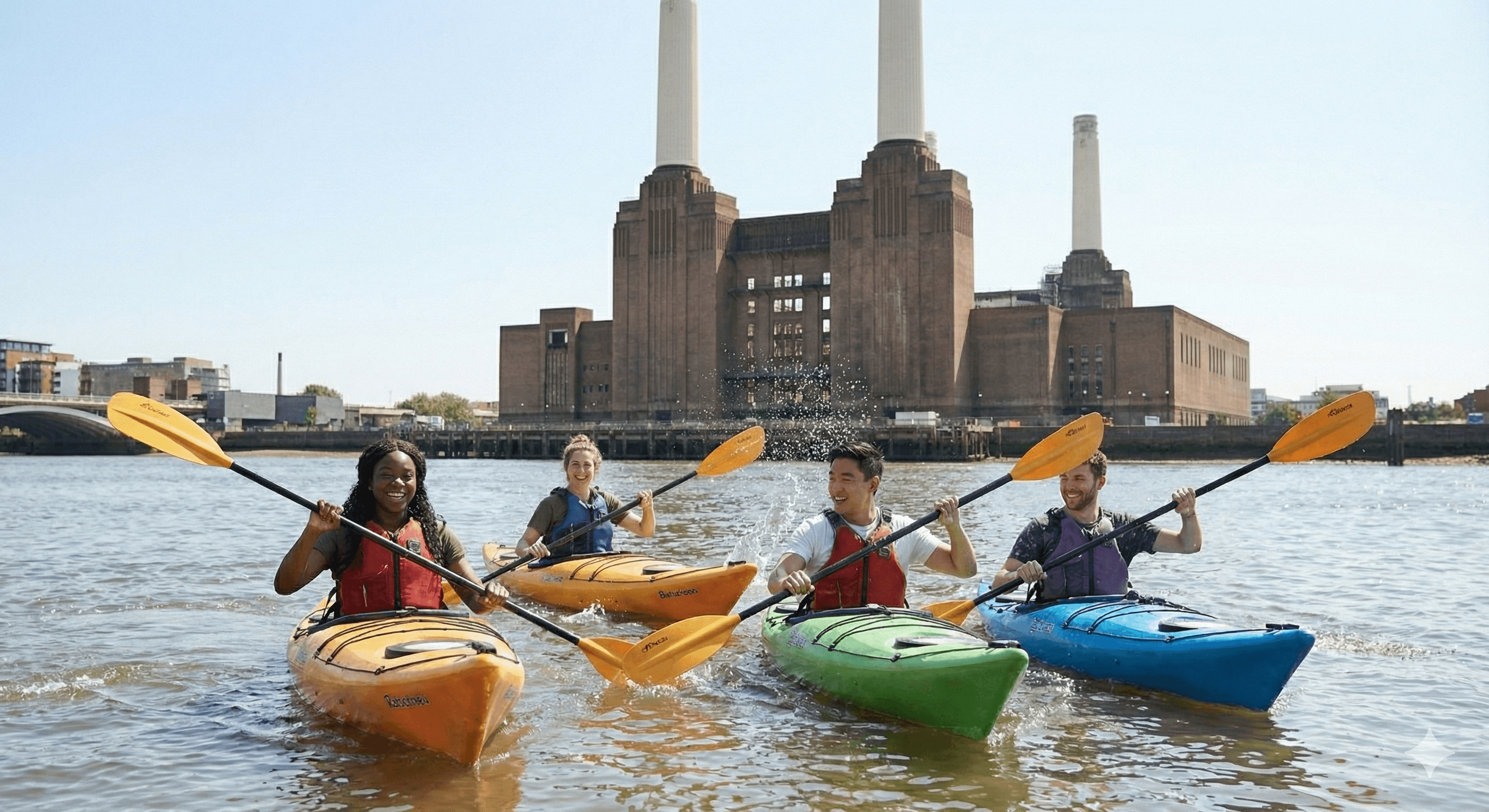 People kayaking together